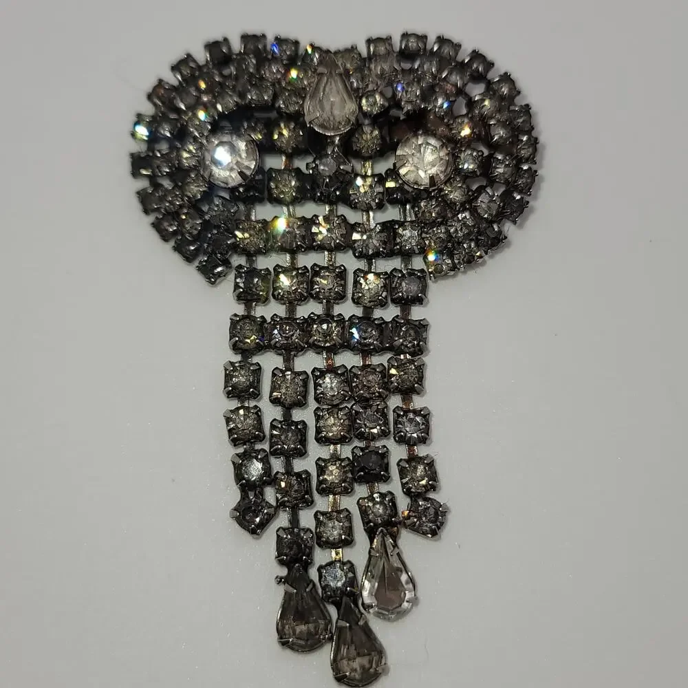 Vintage Kramer of New York Silver-tone Rhinestone Waterfall Brooch